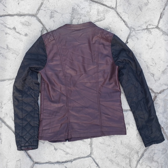 Purple Faux Leather Moto Jacket Quilted sz Medium - Picture 3 of 3